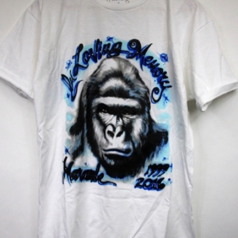 ISO! Mishka airbrushed harambe shirt